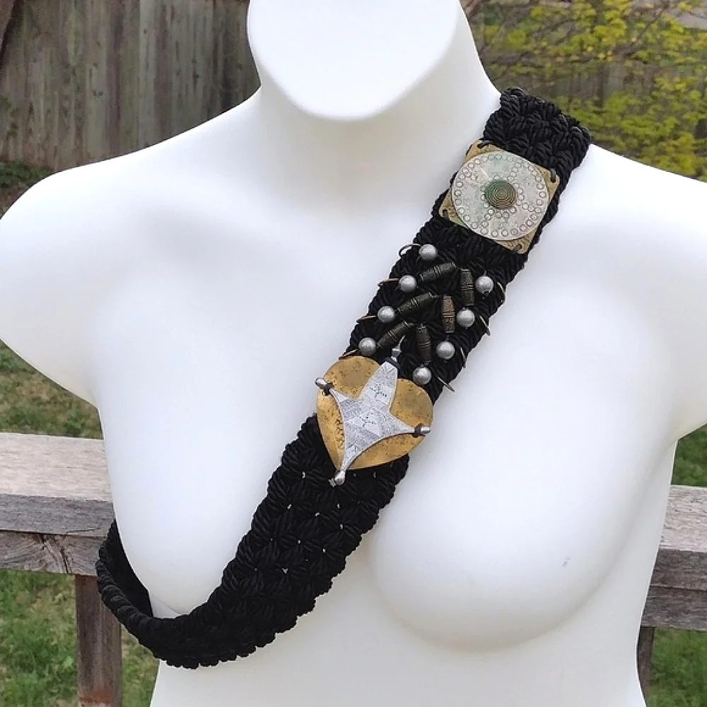 Boho Mixed Metal Braided Wide Belt